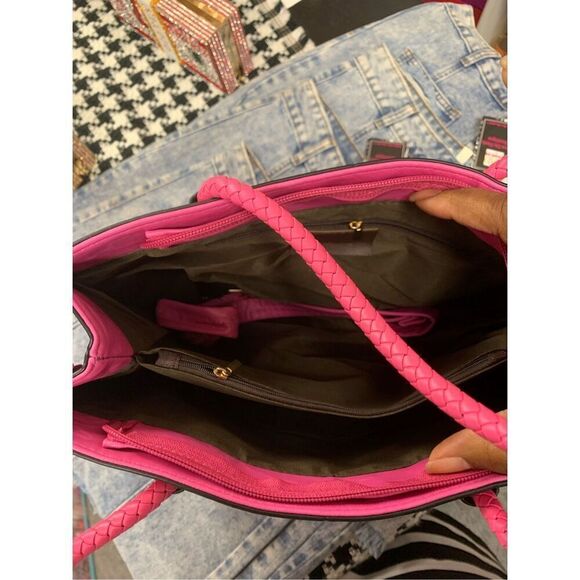 Hot Pink Studded Tote Handbag - Picture 6 of 8